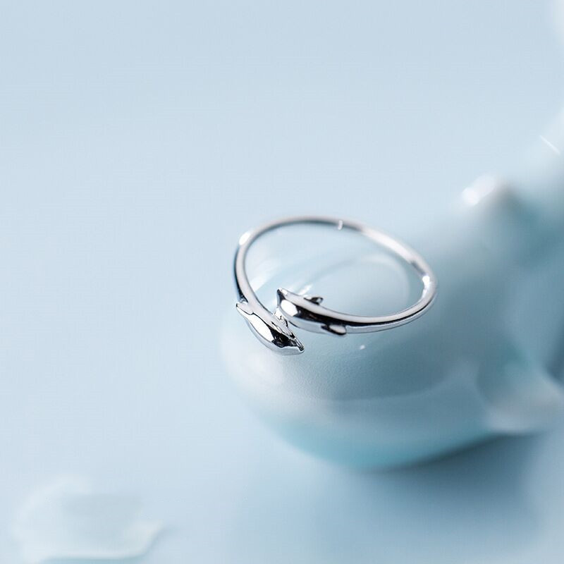 Hiphop Vintage Dolfijn Vis Ringen Voor Vrouwen Engagement Meisjes Party Vinger Ring Sieraden Bijoux Accessoires
