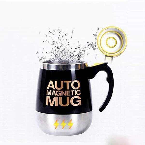 Taza de auto agitación 401-500 Ml taza de mezcla antiquemaduras magnetizada de acero inoxidable con tapa taza de mano MugWirh tapa para café leche