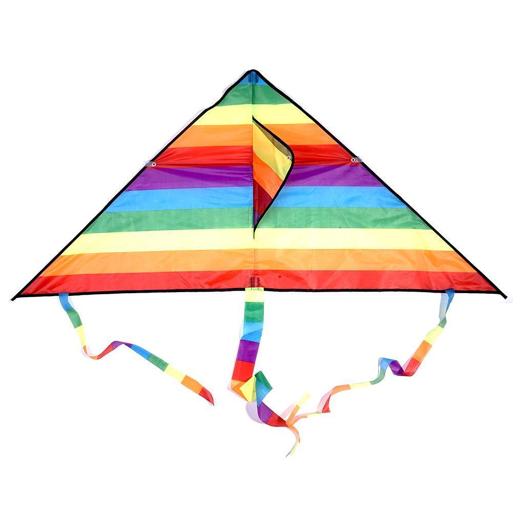 Regenboog Driehoek En 30M Kite Lijn Grote Regenboog Kite Met Handvat Lijn Ripstop Nylon Outdoor Speelgoed Kinderen Vliegers Windsocks power Kit