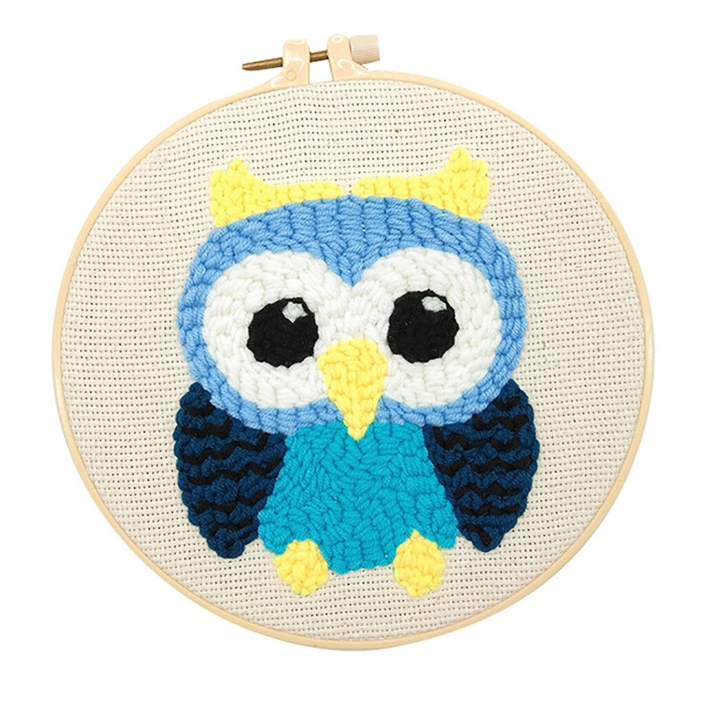 Cerceaux laine tissage ensemble bricolage dessin animé motif brodé russe Poking broderie matériel paquet poinçon aiguille broderie # F: A