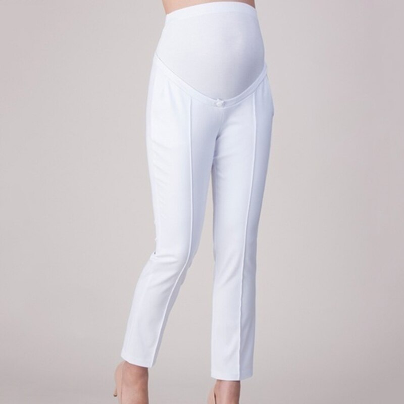 Zwangerschap dames potloodbroek hoge taille slanke broek pantalon femme kantoor dame zwangere vrouwen herfst lente lange broek: Wit / Xl