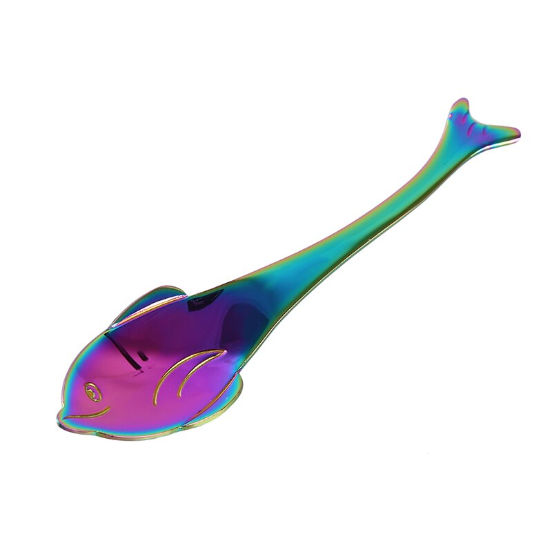 Multicolor Household Coffee Milk Stirring Spoon Stainless Steel Cutlery Dolphin Shape Teaspoon Kitchen Accessories: Magic color