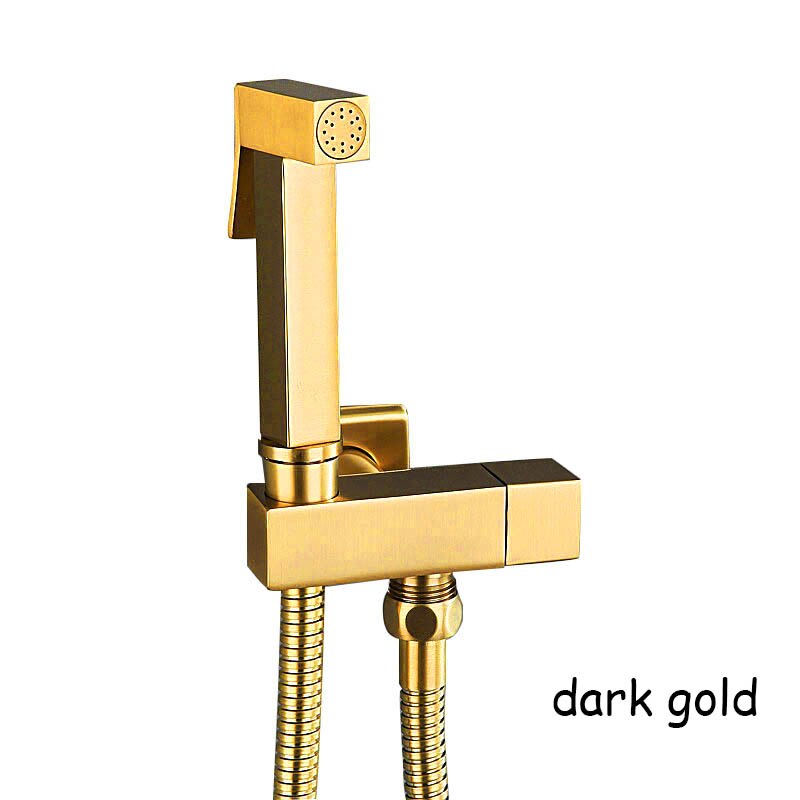 Mat sort/krom/guld/grå/roset guld badeværelse bidet vandhane messing badeværelse shattaf bidet sprøjte: Mørkt guld