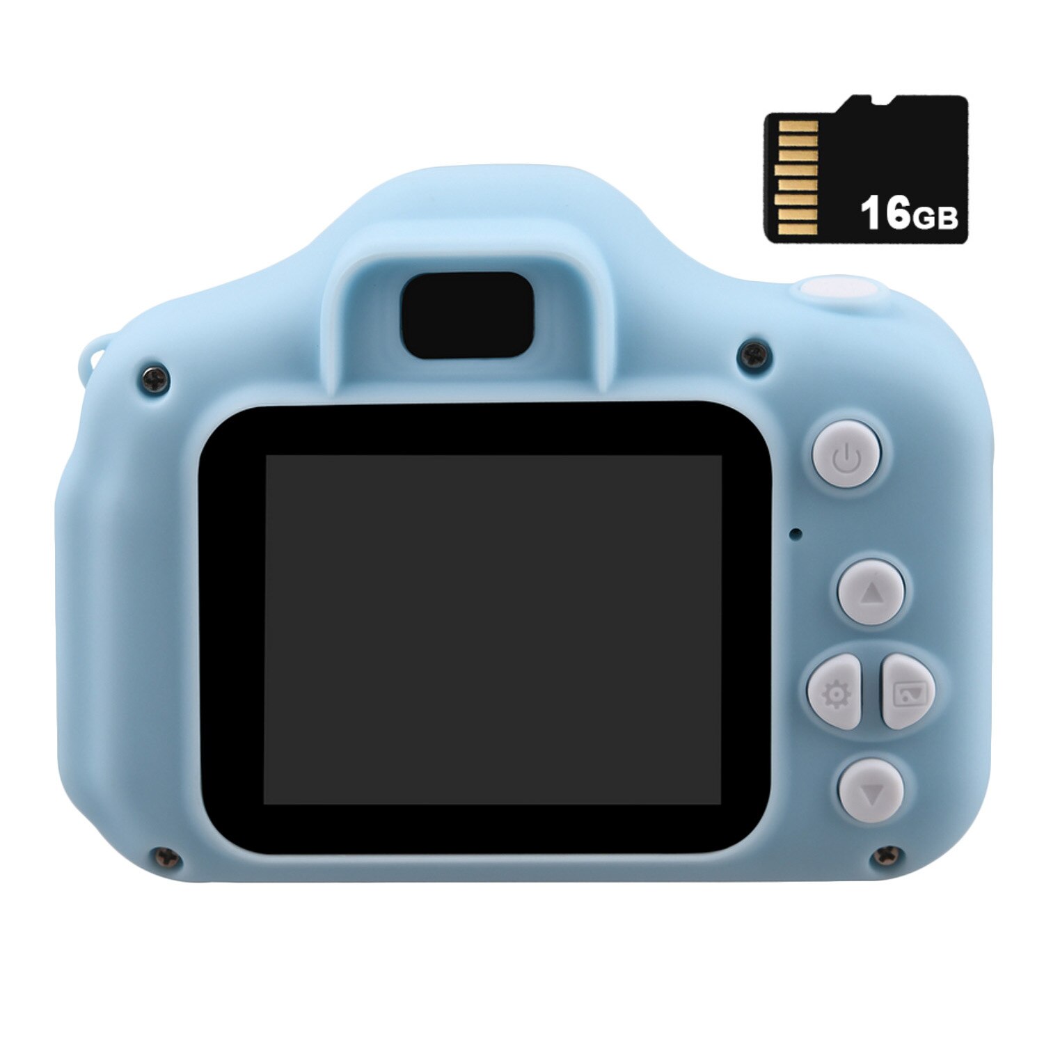 Mini søde børnevideokamera genopladeligt digitalkamera med 2 tommer skærm til børnefødselsdag udendørs leg: Blå 16g sd-kort