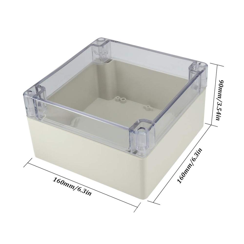 Waterproof Transparent PC Clear Cover Enclosure Plastic Box Electronic Project Case Instrument Electrical Junction Box Housing: 160x160x90
