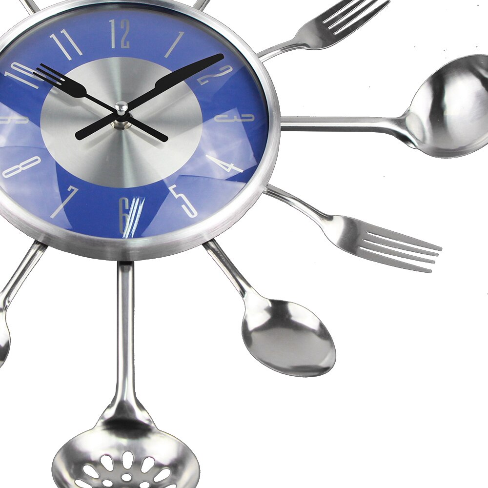Large Cutlery Kitchen Wall Clock Medern Metal Kitchen Spoon Forks Wall Clocks Home Decor Wall Watch Horloge Murale
