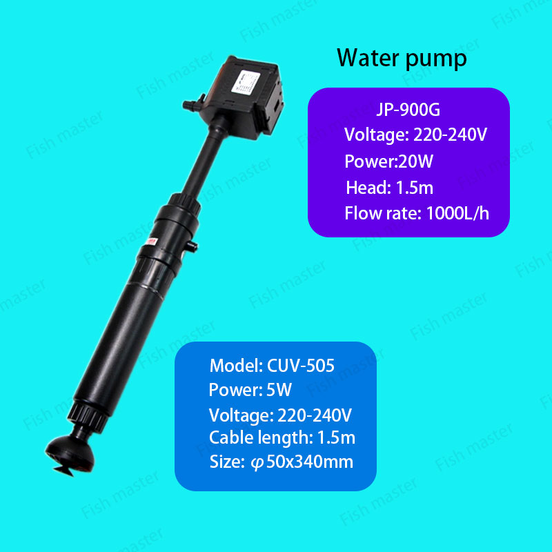 SUNSUN-Lámpara germicida UV para acuario, dispositivo externo para eliminar alage, CUV303, 305, 505, 510: 505 and pump