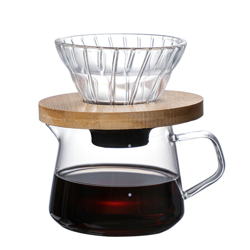 Wood Filter Glass Coffee Sharing Pot Coffee Set Coffee Pot Coffee Filter Cup Filter Paper Glass Coffee Filter