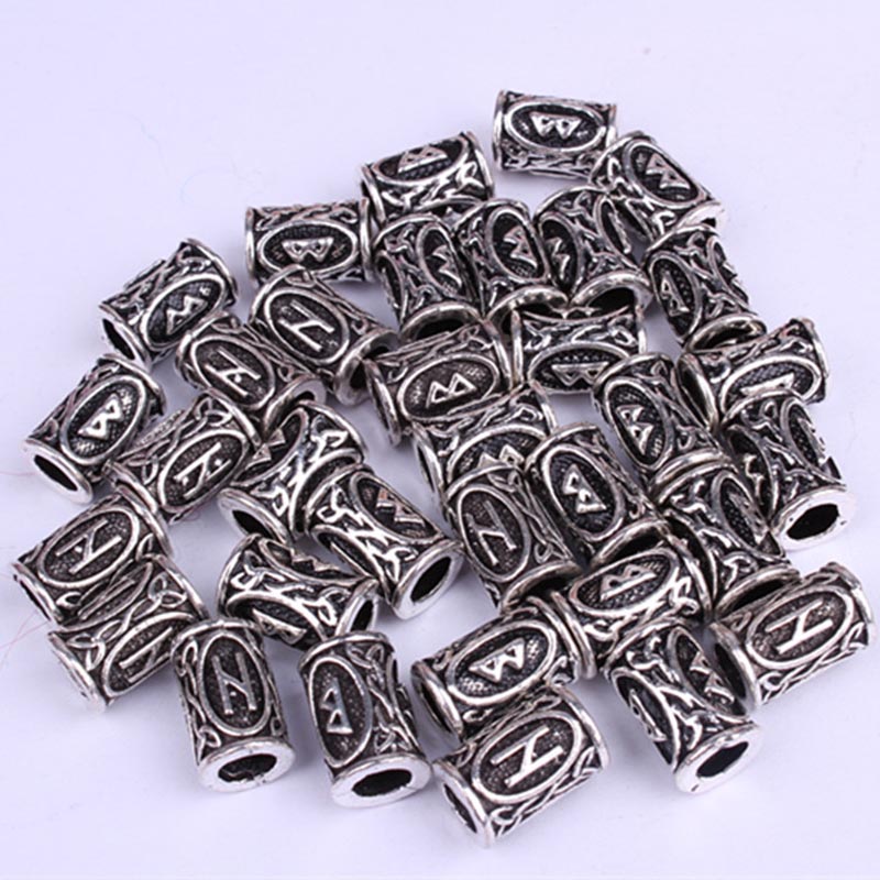 24 stk mix sølv hår fletning skæg dreadlock perler ringe rør viking rune mønster til gør-det-selv hårstyling tilbehør