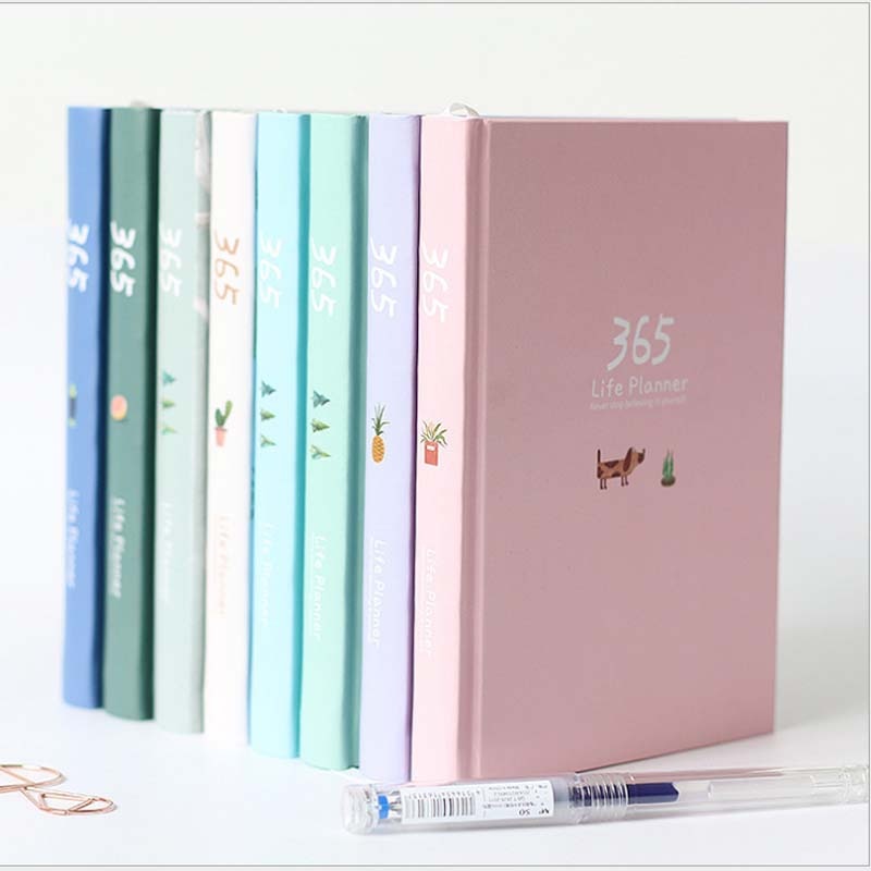 coréen Kawaii mignon 365 planificateur quotidien hebdomadaire mensuel annuel planificateur Agenda calendrier jour Plan carnet Journal laitier A5