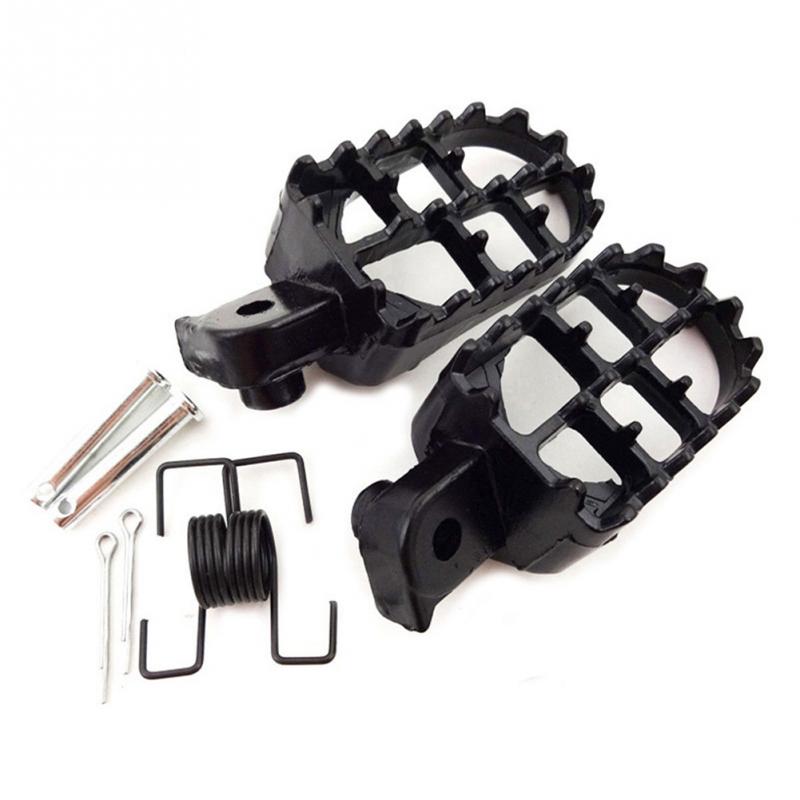 2PCS Footrests Foot Pegs Motorcycle Irony Wide Motocross Black Aluminium Pads