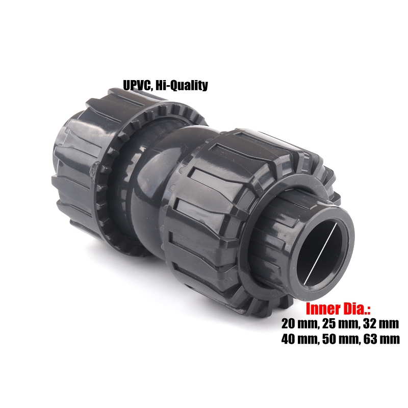 20~63mm Hi UPVC Check Valve Double Union Non-return Value Preventing Back Flow Water Pipe Valve Connectors