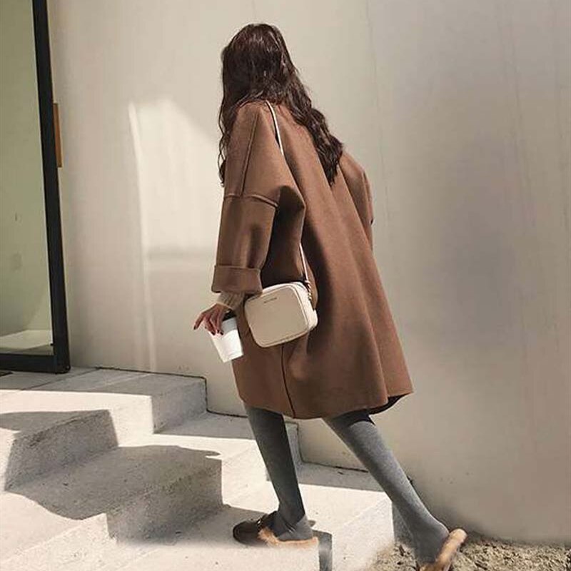 Manteau Oversize femme automne femmes manteau de laine grande poche femme Camel manteau dames longue décontracté grande taille manteau noir