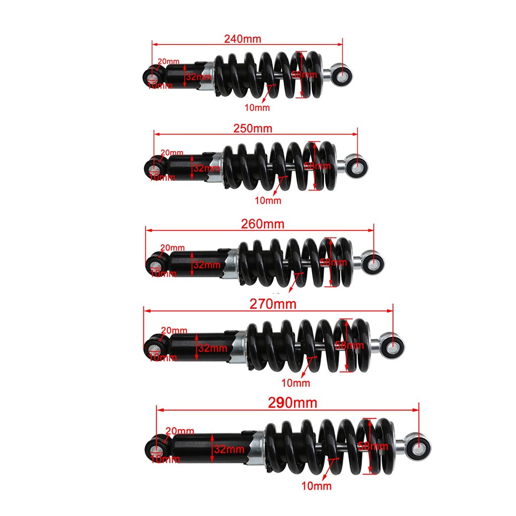 Motorcycle Hydraulic Shock Absorber Suspension 240mm 250mm 260mm 270mm 290mm for Cross Dirt Bike ATV QUAD Accessories Motocross