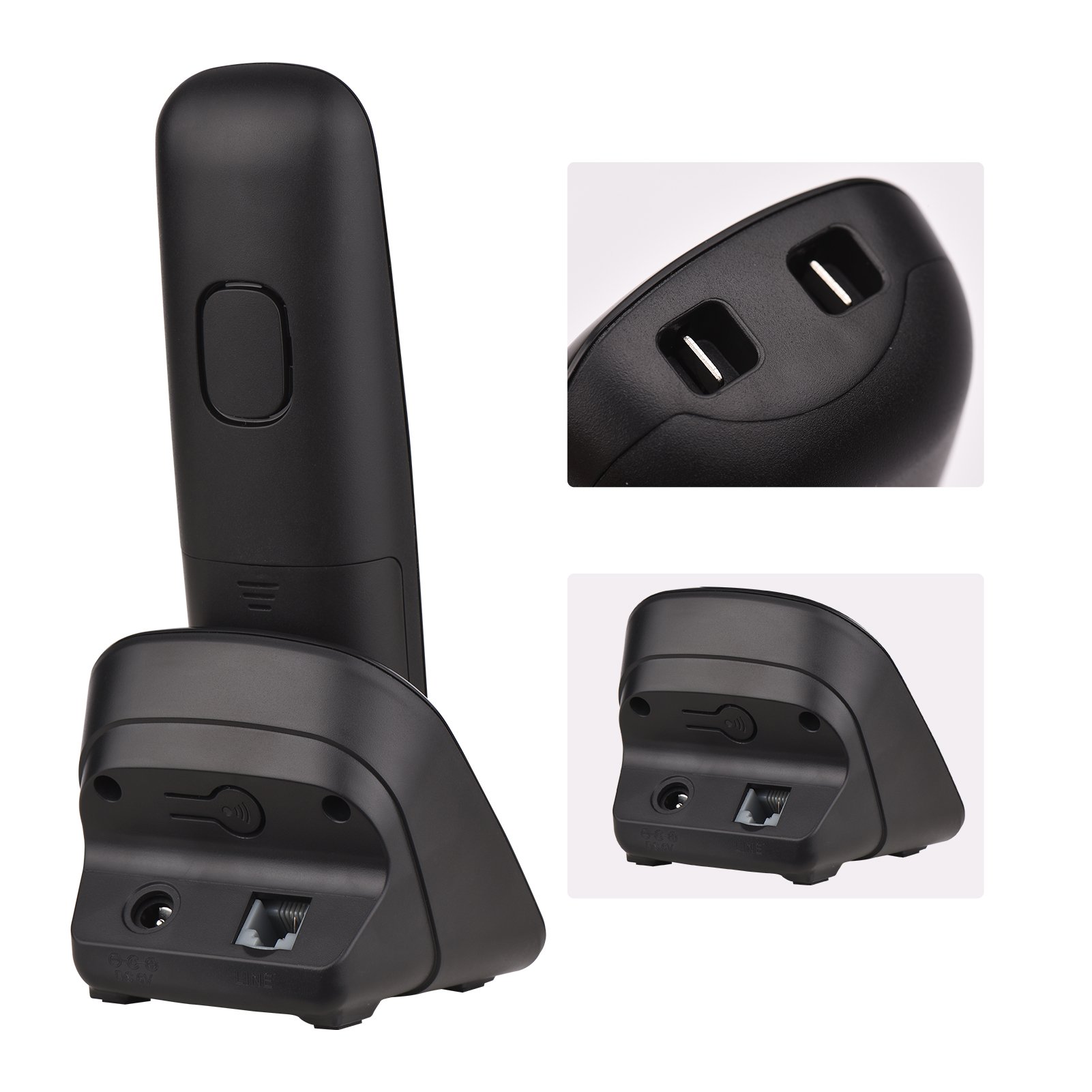 D1001 Expandable Cordless Phone System with 3 Lines LCD Display Caller ID Support 5 Handsets Connection 16 Languages for Office