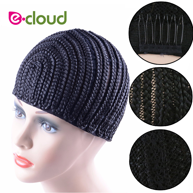 Hair Tools Cornrow Wig Caps For Making Wigs With Combs Adjustable Black Crochet Braided Weaving Cap Lace Elastic Hairnet