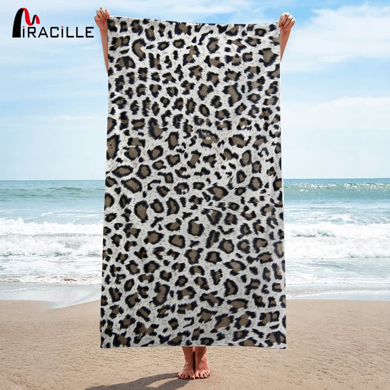 Miracille Zwart Dot Badhanddoek Luipaard Handdoeken Badkamer Absorberende Drogen Badmode Strand Handdoeken Vrouw Strand Mat Voor