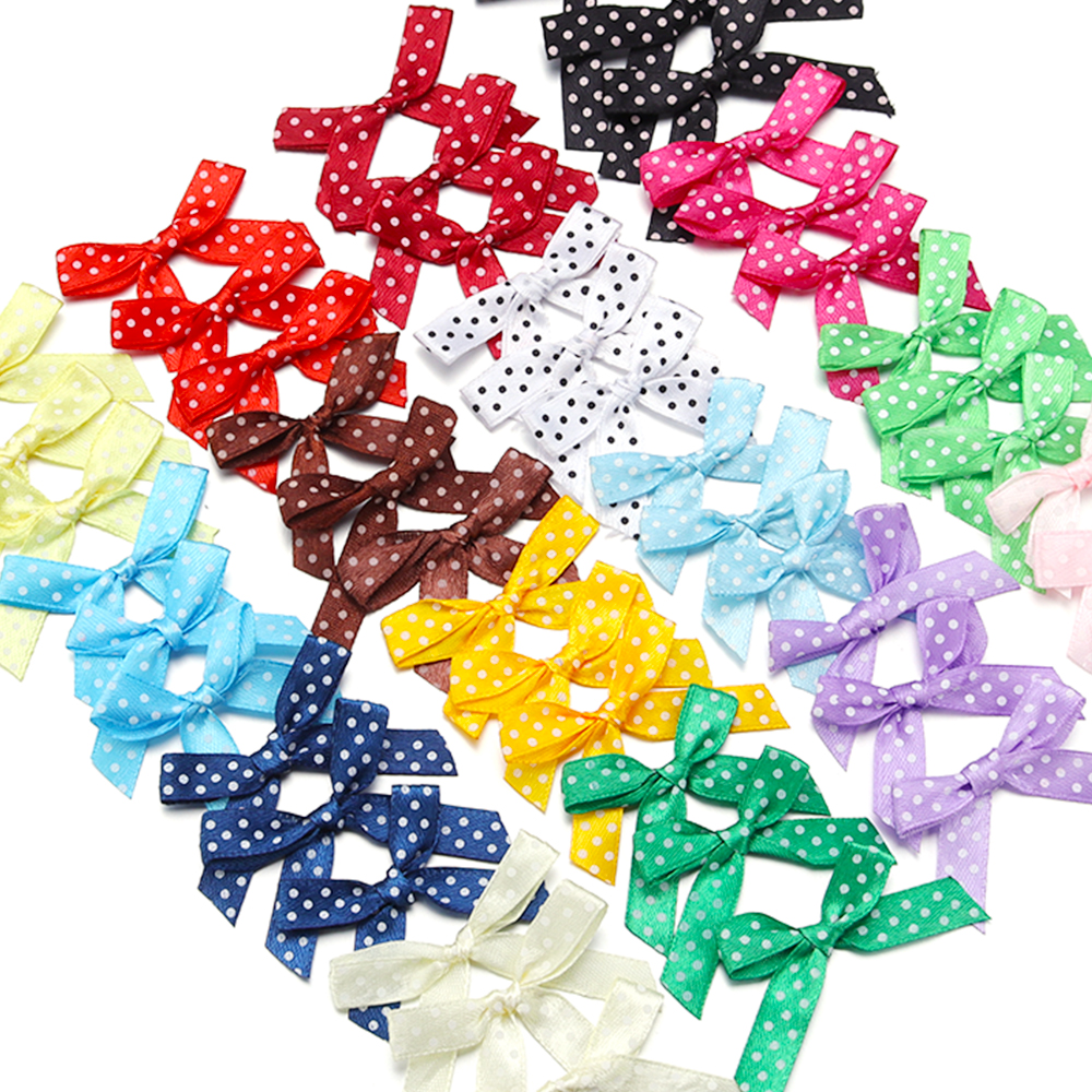 50 teile/los Farbe Polka Punkt Bogen Band Gebunden BöGen für Kleidung Party Dekoration DIY Haarnadel Handwerk Zubehör Materialien