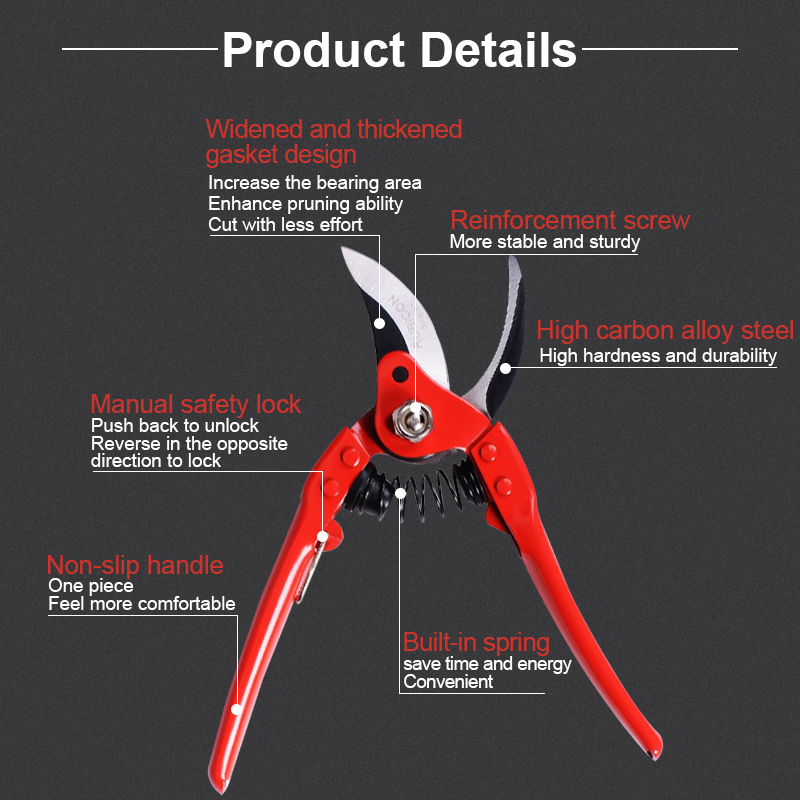 Branch Shears Orchard and Garden Prunner Bonsai Flower Prunning Scissors Carbon Steel Plant Nippers Hand Tools Home Use Cutter