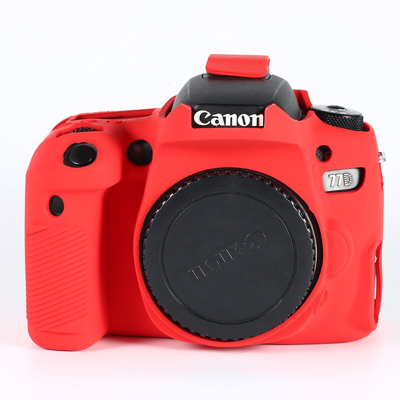Soft Silicone Rubber Armor Skin Case DSLR Camera Body Cover Protector Bag For Canon EOS 60D 77D 80D 90D: 77D Red