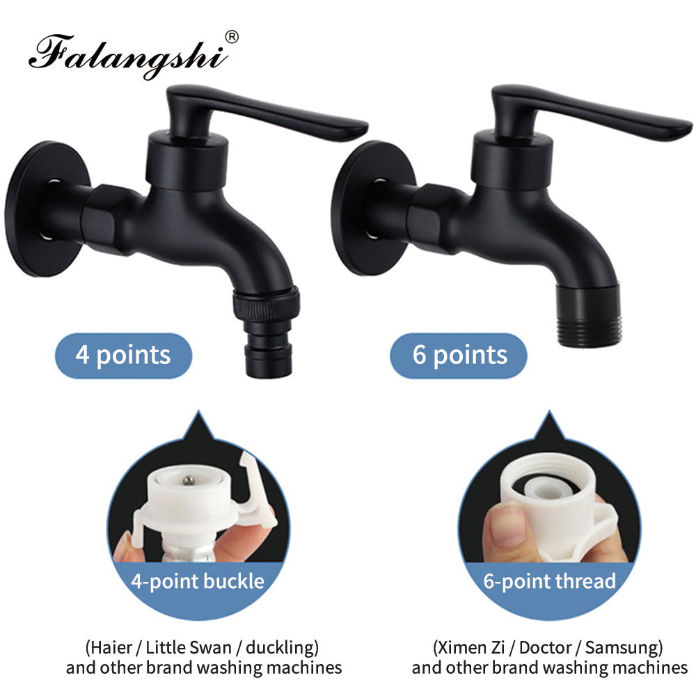 Black Bibcock Brass Faucet Outdoor Garden Taps for Washing Machine Laundry Cleaning Toilet Mop Faucet WB8511