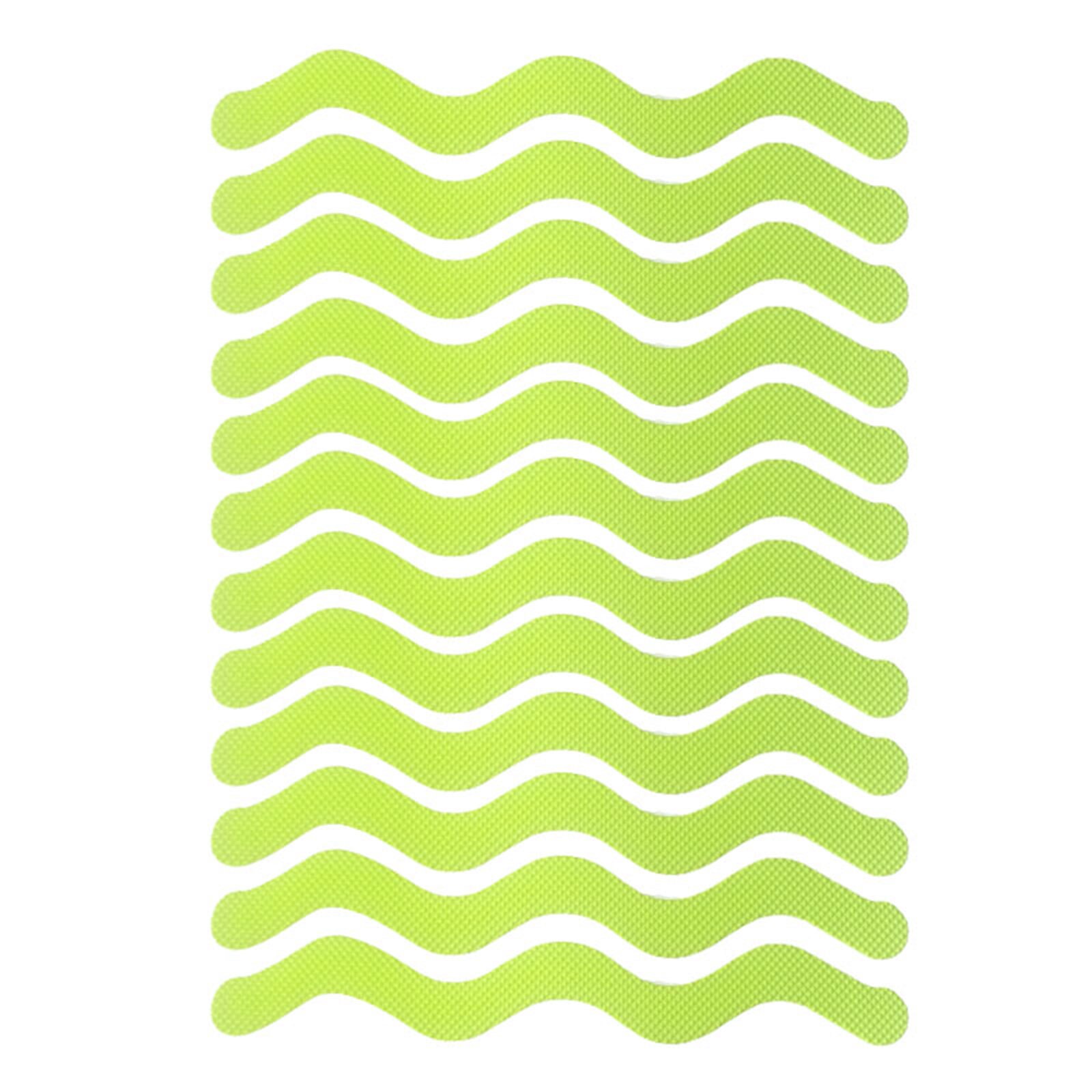 24Pcs S Wave-shaped Non-slip Strip Crushed Stone Texture Safety Transparent Bathroom Accessory: Green