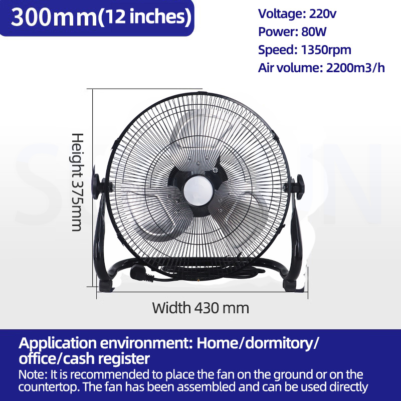 Gulv-/Loftventilator EXUAN Kraftig - 160W Ultrastrong Wind - Rustfrit Stål: Hvid