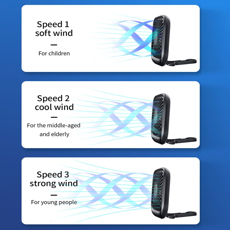 Baseus, ventilador de coche, ventilador silencioso plegable para aire acondicionado del asiento trasero del coche, Mini ventilador USB ajustable de 3 velocidades, ventilador de escritorio, refrigeración automática