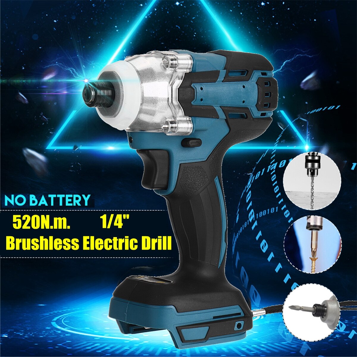 18V 520N.m Cordless Brushless Impact Wrench Stepless Speed Change Switch Adapted To 18V Makita Battery DTW285Z With converter