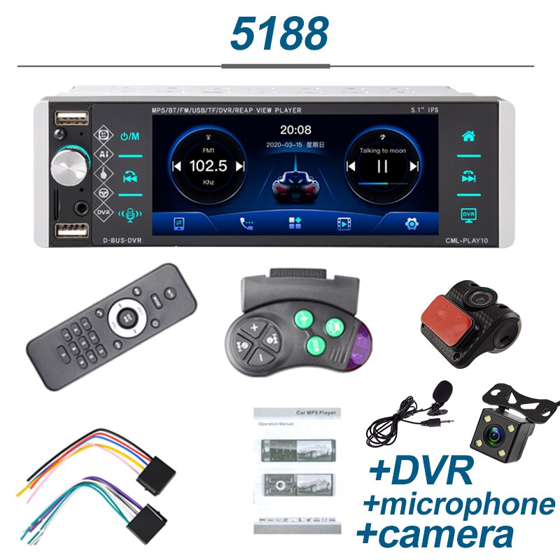 Radio con GPS para coche, reproductor Mp5, 1din, táctil, RDS, AM, FM, 4 USB, 5,1/4 pulgadas, interconexión bidireccional, compatible con Android 10, Mirrorlink
