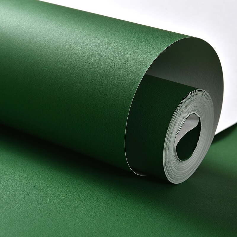 Modern Simple Non-Woven Plain Plain Wallpaper Bedroom Living Room Hotel Clothing Store Background Wall Wallpaper Dark Green: 0.53MX9.5M      6086