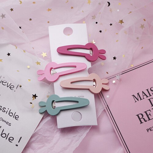 4 unids/lote geométrica, accesorios para el cabello para chicas niños caramelo Color mate Clip de pelo niños conejo estrella horquillas pasadores tocado: Rabbit