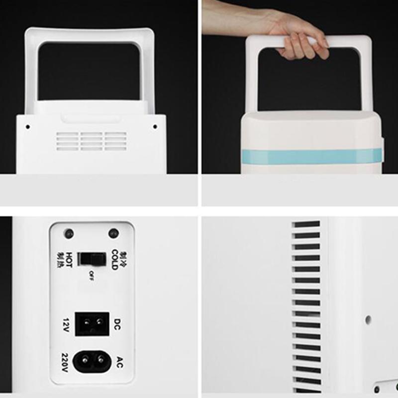 10L Mini Car Fridge Handheld 12V 60W Single Door Refrigerator Household Car Dual-Use Thermoelectric Mini Fridge Cooler Warmer