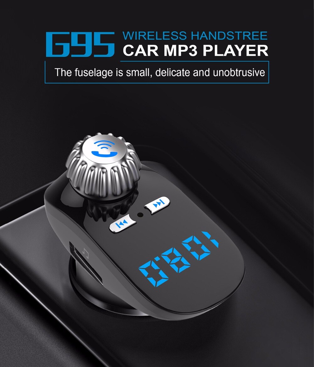 Kit de coche transmisor FM modulador manos libres inalámbrico Bluetooth Audio MP3 reproductor de música tarjeta TF 5V 3.1A cargador de coche rápido