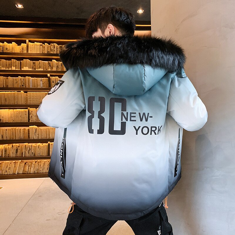 Pelskrage for menn vindtett parkas vinterjakker hette tykk jakke menn tykk uformelt yttertøysjakke plus size jakke