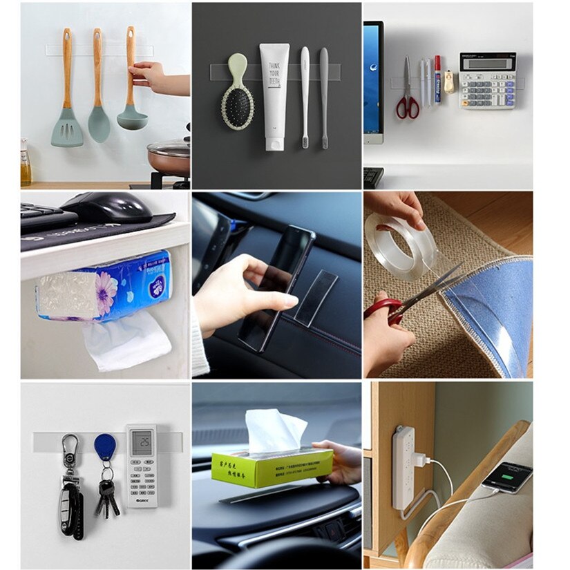 Nano cinta mágica impermeable para el hogar, cinta adhesiva transparente de doble cara, sin traza, reutilizable, 024094, 1/2/3/5M