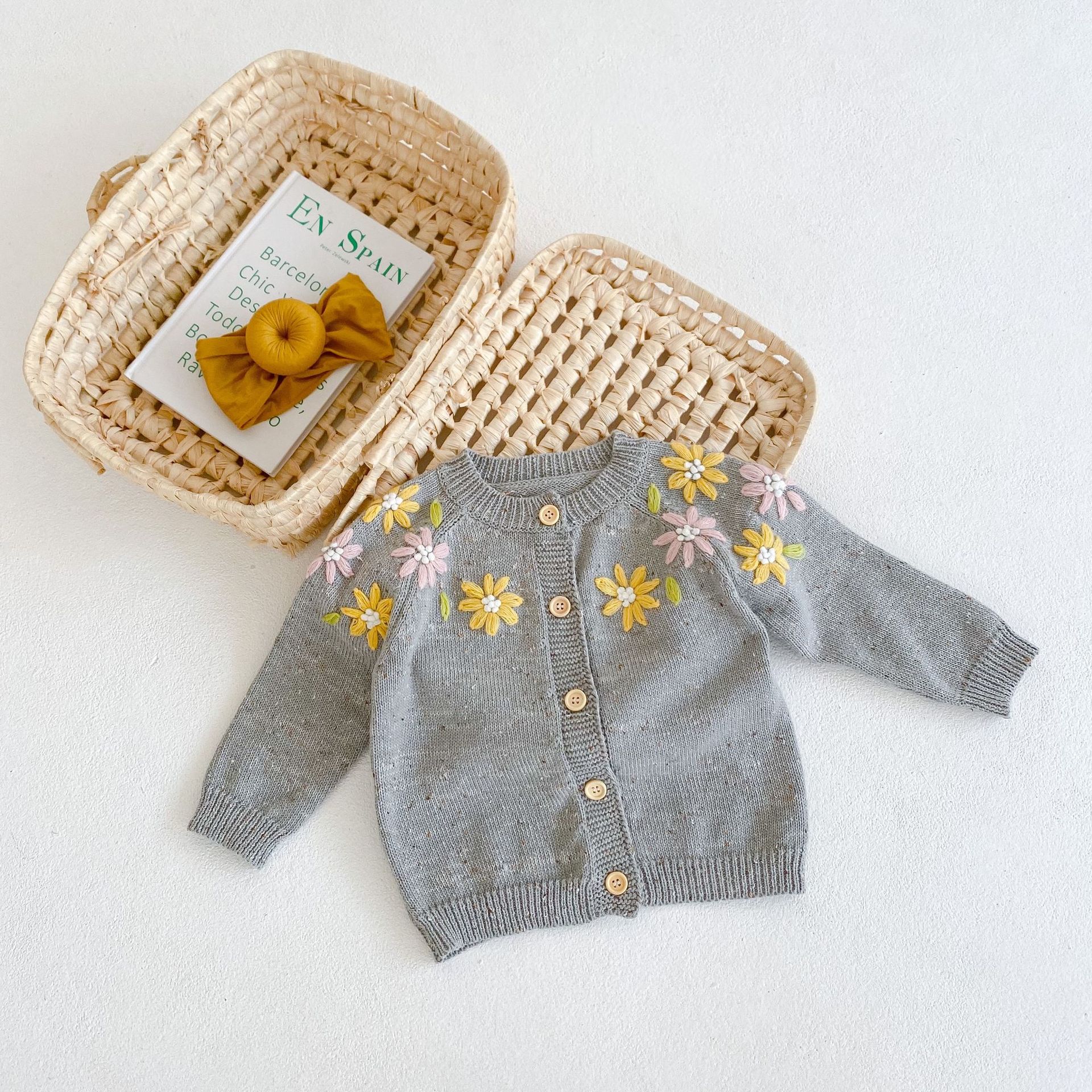 0-3T Bloemen Vest Trui Voor Baby Meisjes Peuter Kid Kleding Herfst Winter Warm Gebreide Jas Top leuke Sweet Knitwear