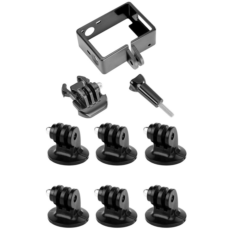 Étui de caméscope pour GoPro Hero 4/3 noir avec adaptateur de fixation pour trépied pour GoPro Hero 6, 5, 4, 3 +, 3, 2, 1 caméras (7 paquets)