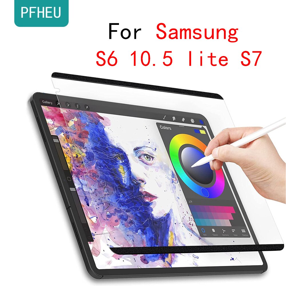 Removable &amp; Reusable Paper Screen Protector Like Film For Samsung S6 10.5 lite S7 +12.4 inch Matte Anti Glare