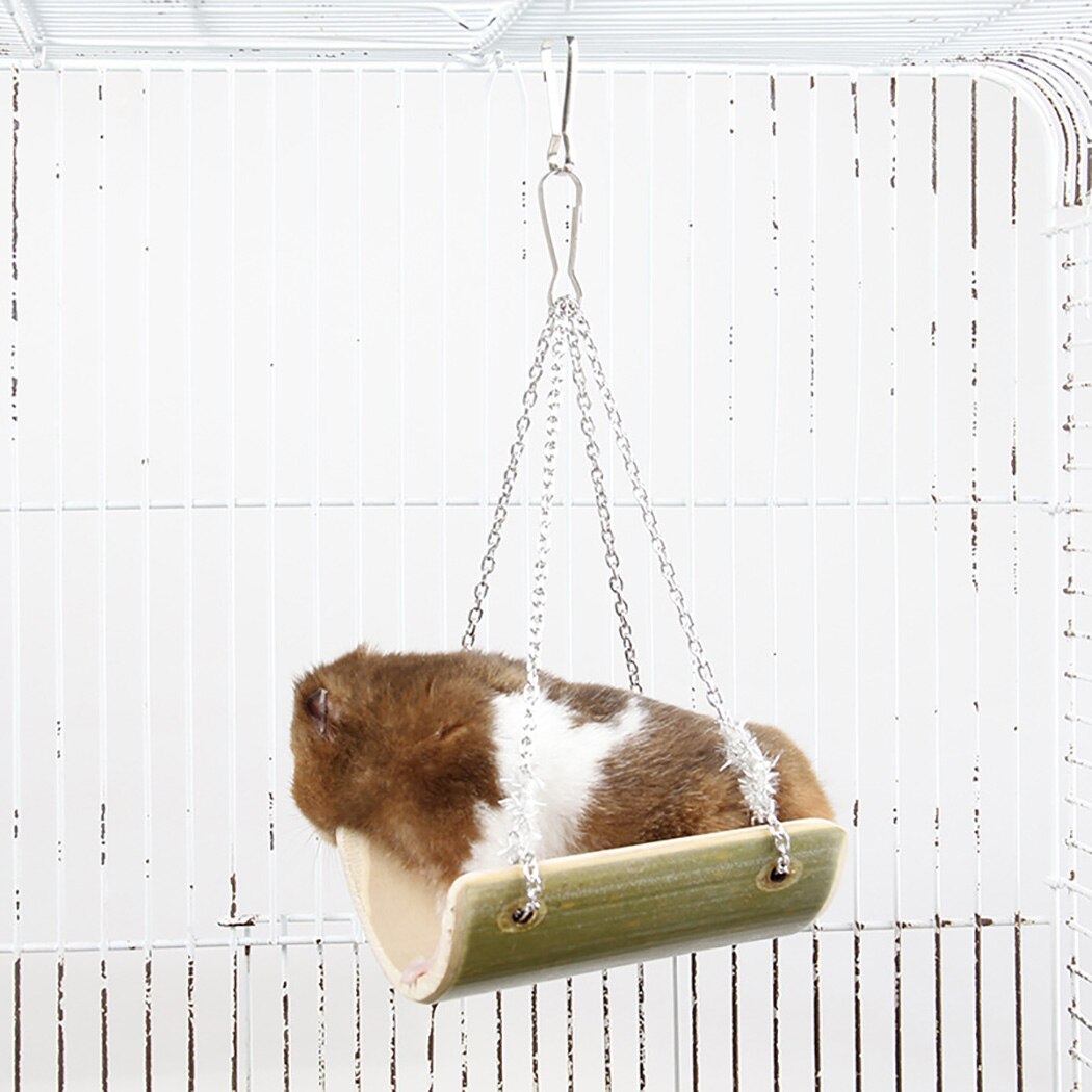Cute Parrot Hamster Swing Hanging Gadget Wooden Cage Hamster Toy Chinchilla Amuse Mouse Pet Accessories Supplies