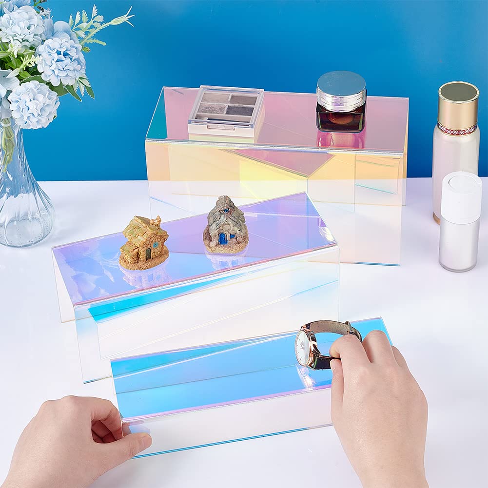 Iridescent Display Risers Shelf for Collectibles Organizer Jewelry Cosmetic Perfume Stand Action Figure Shoes Display for Table