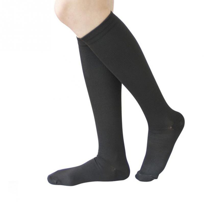 Multi - color pressure varicose veins leg compression socks relief pain knee sport socks support stretch breathable soccer socks: Black / S/M