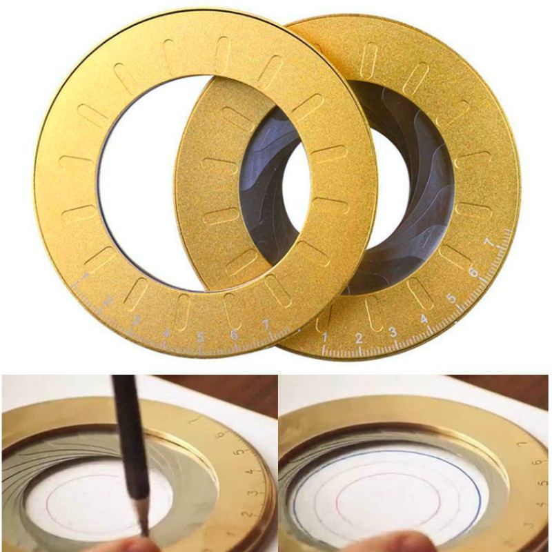 Retractable Plotting Compass Woodworking Circle Drawing Ruler Metal Round Circle Template Gauge Drawing Tool