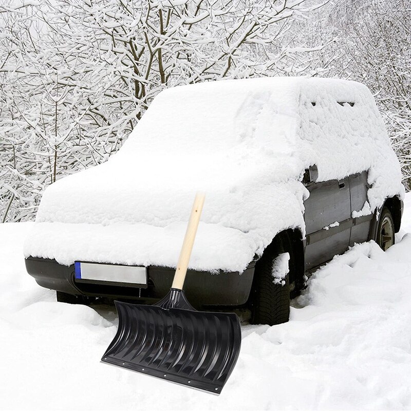 Pala de nieve de empuje para invierno, herramienta de eliminación de pala de nieve gruesa multifuncional de acero al manganeso grande
