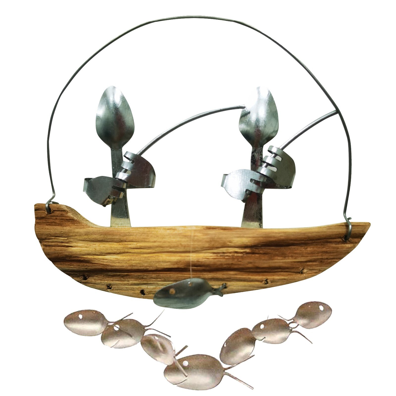 Garden Decoration Outdoor Fishing Man Spoon Fish Sculpture Wind Chime Boat Fishing jardin decoration exterieure Garden Decor: B