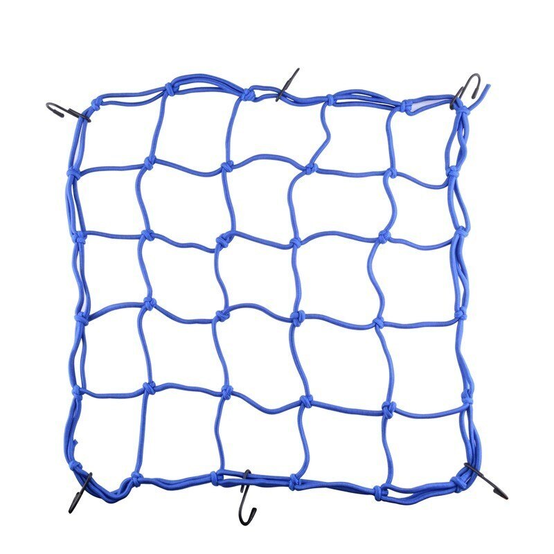 40*40cm capacete da motocicleta bungee bagagem hold capacete universal malha de armazenamento tanque combustível bagagem malha web bike 6 ganchos segurar para baixo: Azul