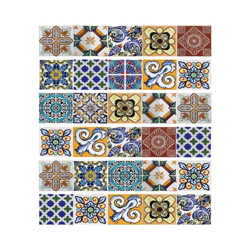 Décalcomanies Carrelage Décoratif Oslo - Lot De 16 Stickers - Vinyle Amovible - Pour Cuisine, Salle De Bain