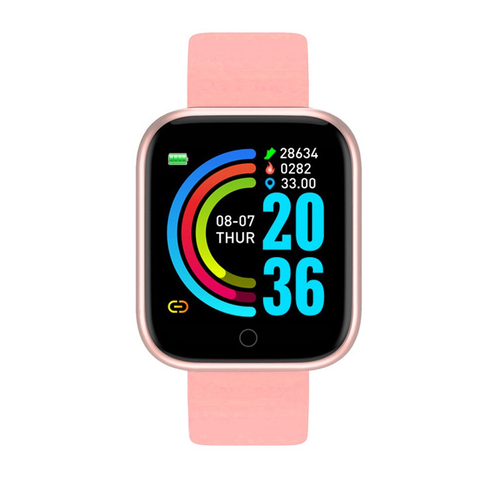 Y68 accorto braccialetto D20 fitness inseguitore Smartband cardiofrequenzimetro pressione sanguigna Bluetooth Smartwatch per IOS androide: Colore rosa