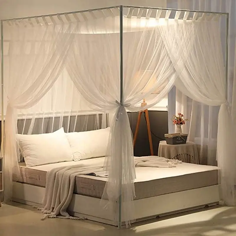 Simple 4 Corners Post Curtain Bed Canopy Bed Frame Canopies Net Bedroom Decoration Accessories Mosquito Net