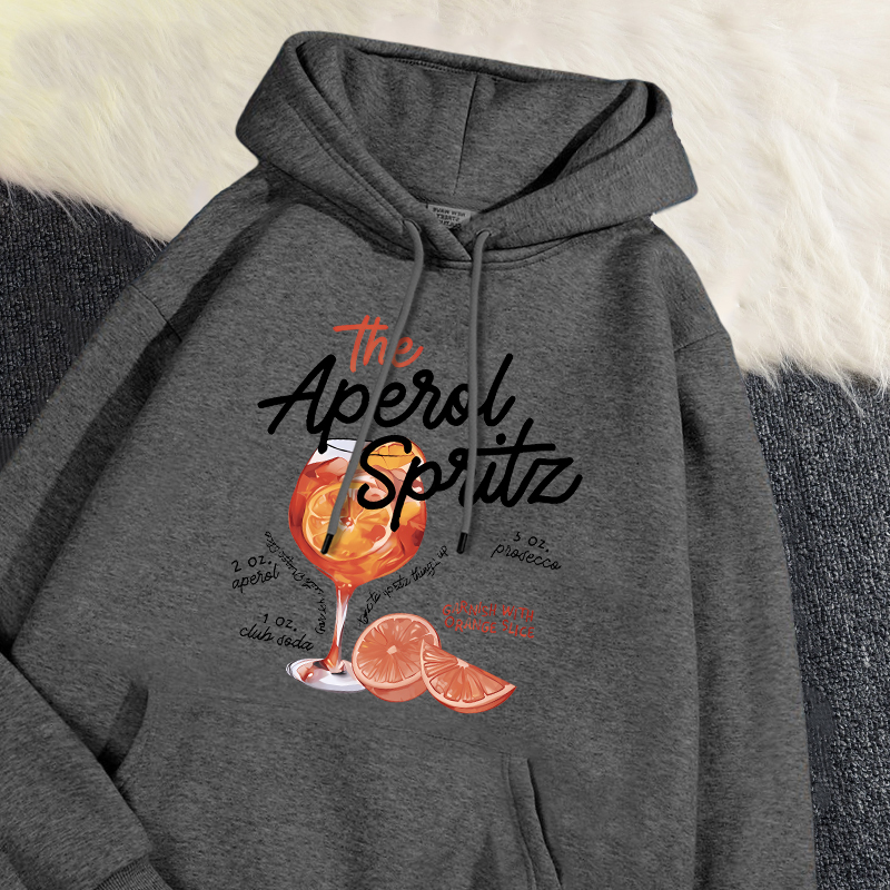Sweat à capuche d'hiver pour femme The Aperol Spritz rétro Cocktail impression sweat poche ample polaire pull Kawaii vêtements de sport: L / Bleu